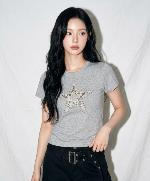 THE GREEN LAB（ザグリーンラボ）の「レオパードスターパッチ半袖Tシャツ[ホワイト]（Tシャツ/カットソー・レディース・その他・FREE）」の21枚目の写真
