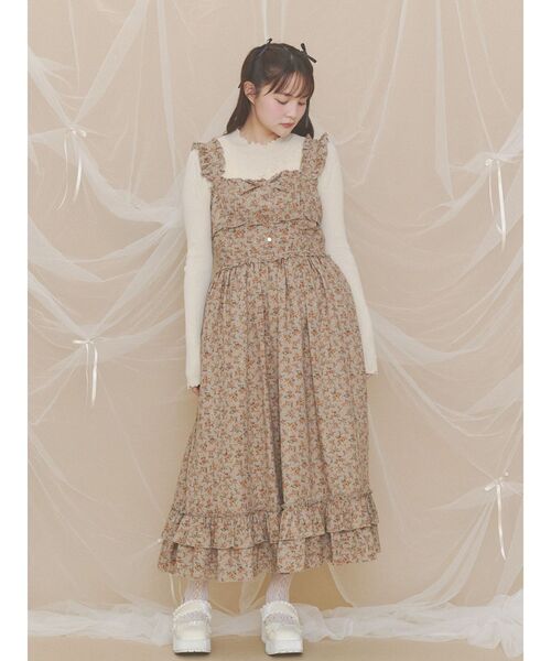 merry jenny(メリージェニー)の「crinkled floralワンピース(ワンピース・レディース・カーキ/ベージュ/ネイビー・FREE)」の6枚目の写真