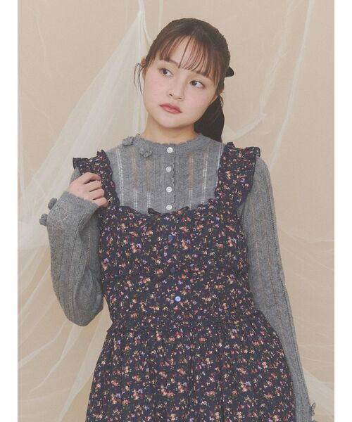merry jenny(メリージェニー)の「crinkled floralワンピース(ワンピース・レディース・カーキ/ベージュ/ネイビー・FREE)」の12枚目の写真