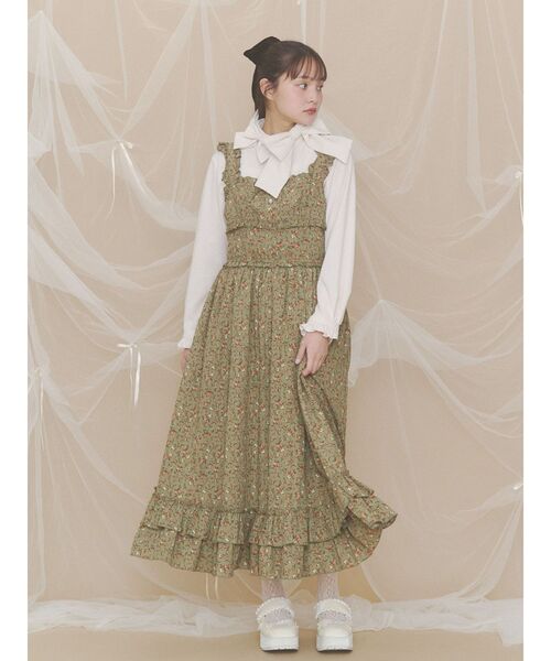 merry jenny(メリージェニー)の「crinkled floralワンピース(ワンピース・レディース・カーキ/ベージュ/ネイビー・FREE)」の14枚目の写真