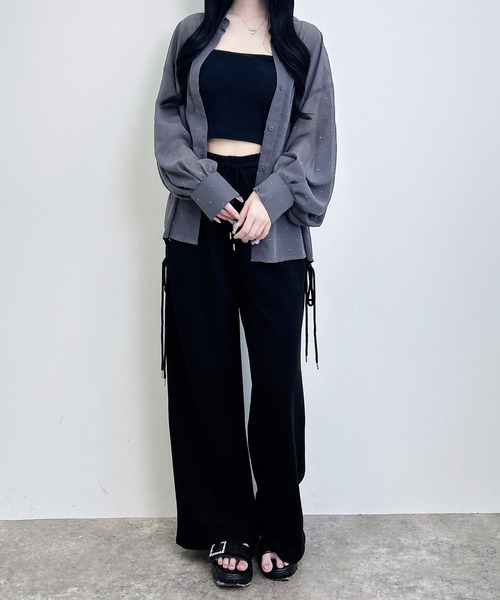INGNI(イング)の「ラインストーン付シアーシャツ(シャツ/ブラウス・レディース・チャコールグレー/オフホワイト/ブルー・M)」の14枚目の写真