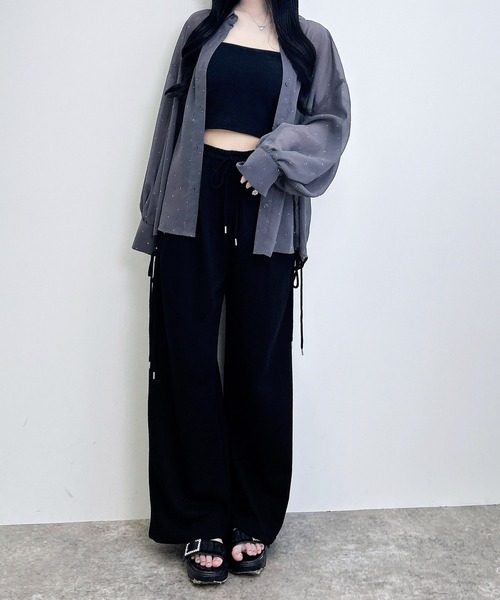 INGNI(イング)の「ラインストーン付シアーシャツ(シャツ/ブラウス・レディース・チャコールグレー/オフホワイト/ブルー・M)」の15枚目の写真
