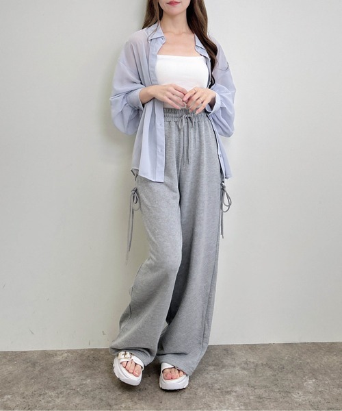 INGNI(イング)の「ラインストーン付シアーシャツ(シャツ/ブラウス・レディース・チャコールグレー/オフホワイト/ブルー・M)」の21枚目の写真