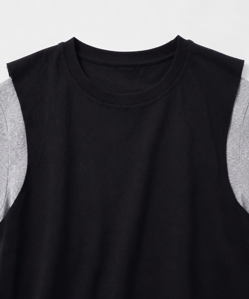 BLoomMe(ブルームミー)の「配色レイヤード風ショート丈プルオーバー(Tシャツ/カットソー・レディース・ブラック・S/M/L)」の8枚目の写真