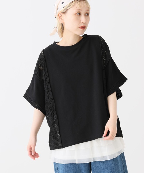 HEART MARKET(ハートマーケット)の「レース部分使いプルオーバー(Tシャツ/カットソー・レディース・チャコール/グリーン/マスタード/ブラック/ナチュラル・FREE)」の6枚目の写真