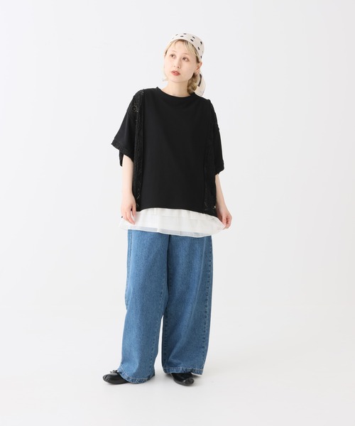 HEART MARKET(ハートマーケット)の「レース部分使いプルオーバー(Tシャツ/カットソー・レディース・チャコール/グリーン/マスタード/ブラック/ナチュラル・FREE)」の7枚目の写真