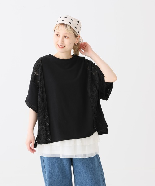 HEART MARKET(ハートマーケット)の「レース部分使いプルオーバー(Tシャツ/カットソー・レディース・チャコール/グリーン/マスタード/ブラック/ナチュラル・FREE)」の10枚目の写真