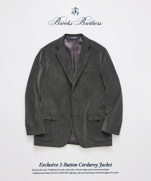 ブルックスブラザーズ ウールコート アウター コーデュロイ襟 M相当 グリーン BROOKS BROTHERS｜ブルックスブラザーズのジャケット/アウター（グレー