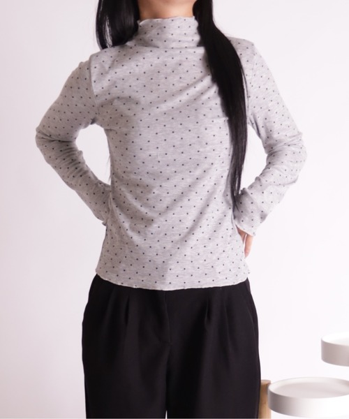 Vini(ヴィニ)の「ピンドット柄ハイネックメロウカットソー(Tシャツ/カットソー・レディース・グレー/ホワイト・MEDIUM)」の8枚目の写真