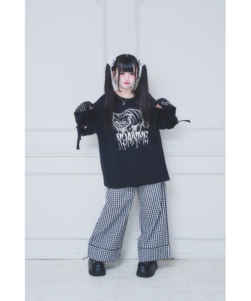 nyanMe(ニャンミー)の「怒ったねこたんてぃしゃつ(Tシャツ/カットソー・レディース・ブラック/ホワイト・FREE)」の4枚目の写真