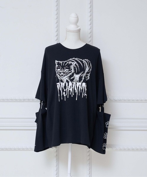 nyanMe(ニャンミー)の「怒ったねこたんてぃしゃつ(Tシャツ/カットソー・レディース・ブラック/ホワイト・FREE)」の6枚目の写真