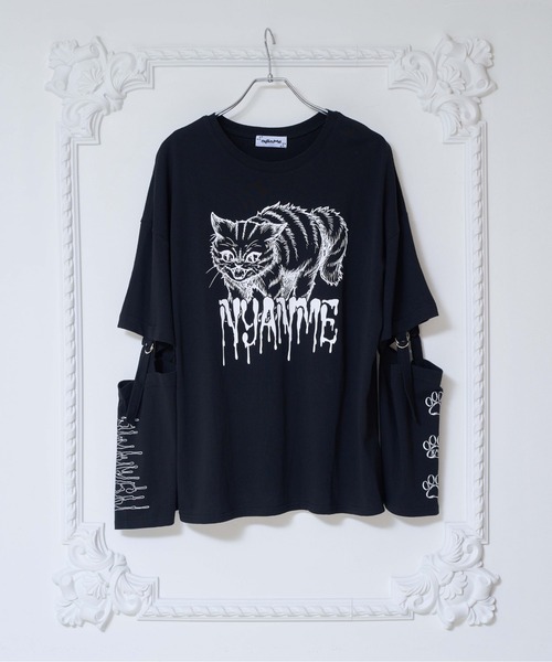 nyanMe(ニャンミー)の「怒ったねこたんてぃしゃつ(Tシャツ/カットソー・レディース・ブラック/ホワイト・FREE)」の14枚目の写真