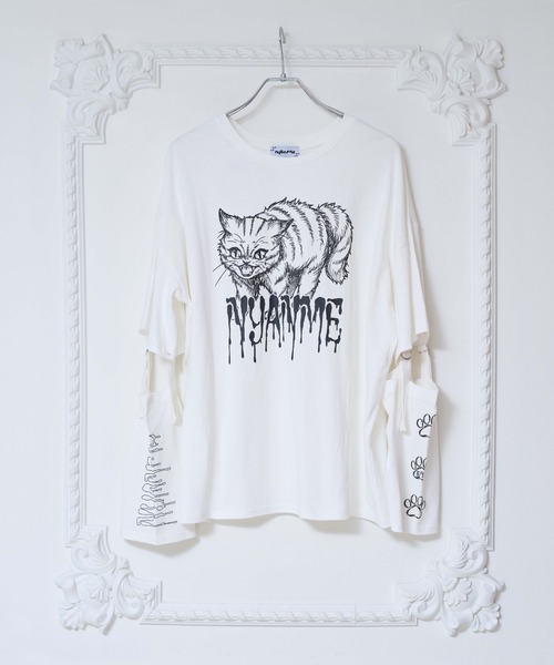 nyanMe(ニャンミー)の「怒ったねこたんてぃしゃつ(Tシャツ/カットソー・レディース・ブラック/ホワイト・FREE)」の15枚目の写真