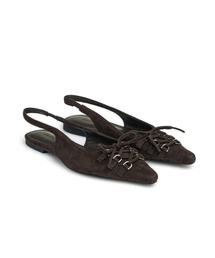 FAUX SUEDE BUCKLE SLINGBACKS IN BROWN