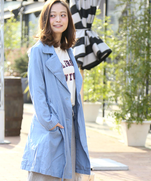 Denime(ドゥニーム)の「TRENCH COAT/トレンチコート(トレンチコート・レディース・インディゴブルー/ベージュ/その他1・SMALL/X-SMALL)」の1枚目の写真