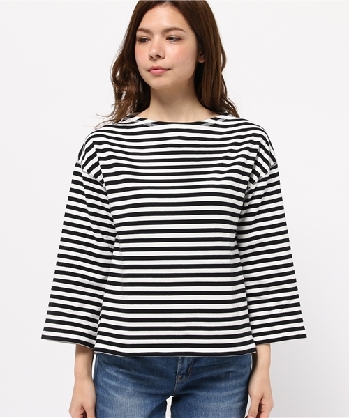 mystic（ミスティック）の「【mystic】ソデフレアプルオーバーボーダー（Tシャツ/カットソー・レディース・オフホワイト/ベージュ/ピンク・ﾌﾘ-）」の7枚目の写真