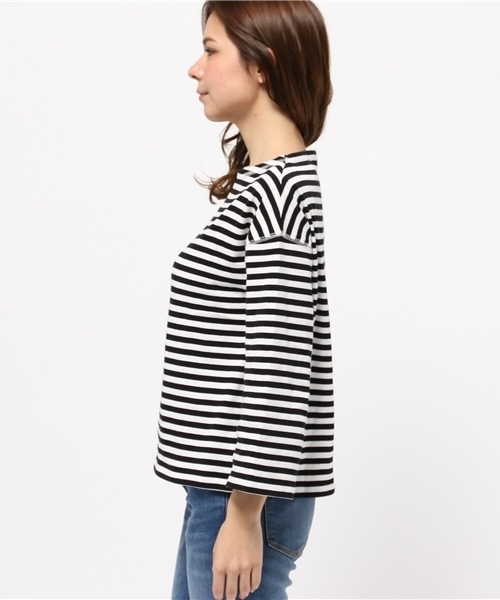 mystic（ミスティック）の「【mystic】ソデフレアプルオーバーボーダー（Tシャツ/カットソー・レディース・オフホワイト/ベージュ/ピンク・ﾌﾘ-）」の8枚目の写真