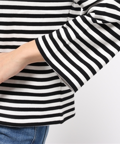 mystic（ミスティック）の「【mystic】ソデフレアプルオーバーボーダー（Tシャツ/カットソー・レディース・オフホワイト/ベージュ/ピンク・ﾌﾘ-）」の4枚目の写真