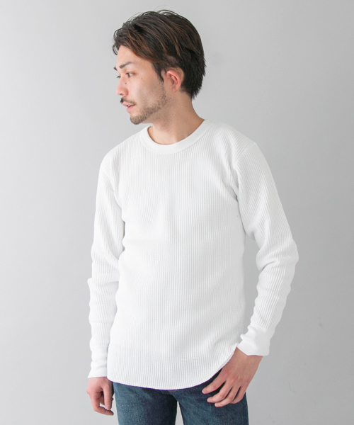 URBAN RESEARCH（アーバンリサーチ）の「UR ヘビーワッフルL/S TEE（Tシャツ/カットソー・メンズ・ストライプ/チャコールグレー/ホワイト・MEDIUM/LARGE）」の2枚目の写真