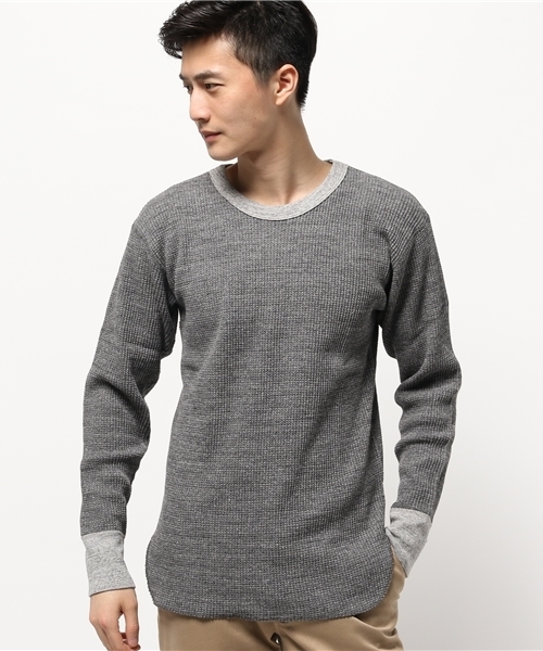 URBAN RESEARCH（アーバンリサーチ）の「UR ヘビーワッフルL/S TEE（Tシャツ/カットソー・メンズ・ストライプ/チャコールグレー/ホワイト・MEDIUM/LARGE）」の11枚目の写真