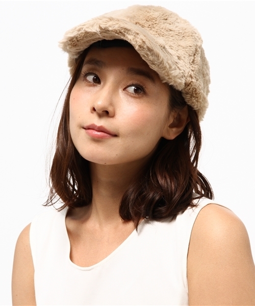 E hyphen world gallery（イーハイフンワールドギャラリー）の「ファーキャップ（キャップ・レディース・ベージュ/ブラック/レオパード・FREE）」の3枚目の写真