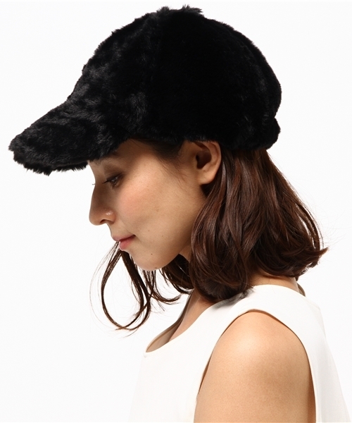 E hyphen world gallery（イーハイフンワールドギャラリー）の「ファーキャップ（キャップ・レディース・ベージュ/ブラック/レオパード・FREE）」の4枚目の写真