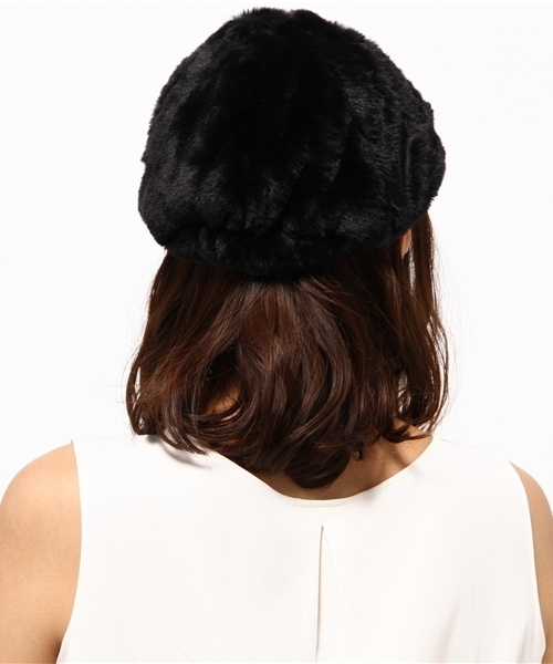 E hyphen world gallery（イーハイフンワールドギャラリー）の「ファーキャップ（キャップ・レディース・ベージュ/ブラック/レオパード・FREE）」の5枚目の写真