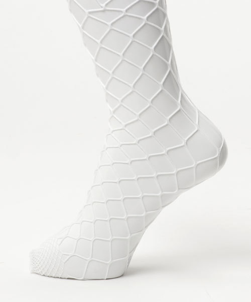 WEGO（ウィゴー）の「WEGO/アミタイツ（タイツ/ストッキング・レディース・ホワイト/ブラック・FREE）」の2枚目の写真