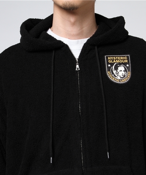 HYSTERIC GLAMOUR（ヒステリックグラマー）の「ACOUSTIC LADYLANDアップリケ PK（パーカー・メンズ・ネイビー/グレー/ブラック・SMALL/MEDIUM/LARGE）」の4枚目の写真