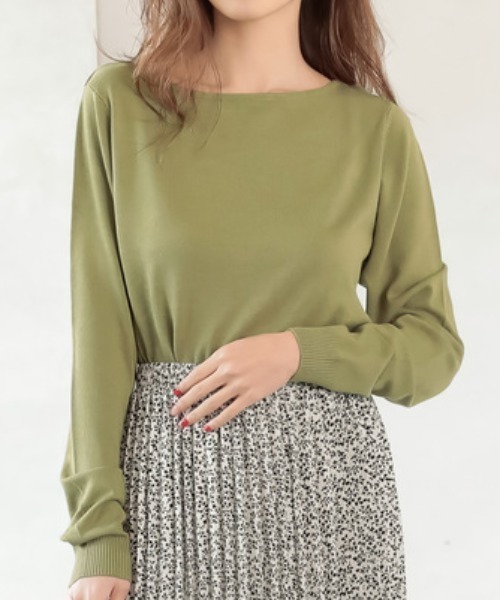 Re:EDIT（リエディ）の「お家で洗えるレーヨンナイロンボートネックハイゲージニットトップス（ニット/セーター・レディース・グレー/ブラック/サックスブルー/ホワイト×ブラック/プラム/ラベンダー/ピンク/ベージュ/ネイビー/ホワイト/パープル/イエロー/レッド/カーキ/モカ/マスタード/ブルー/ブラウン/オレンジ/グリーン/ワイン・LARGE/MEDIUM）」の8枚目の写真