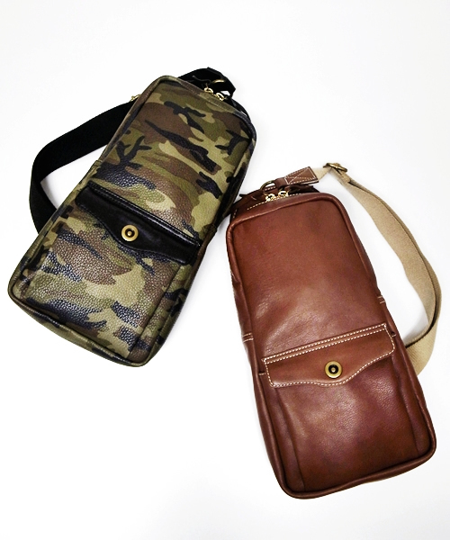 SHIPS（シップス）の「SC: LEATHER BODY BAG（ショルダーバッグ・メンズ・カモフラージュ/ブラウン/ブラック・ONE SIZE）」の4枚目の写真