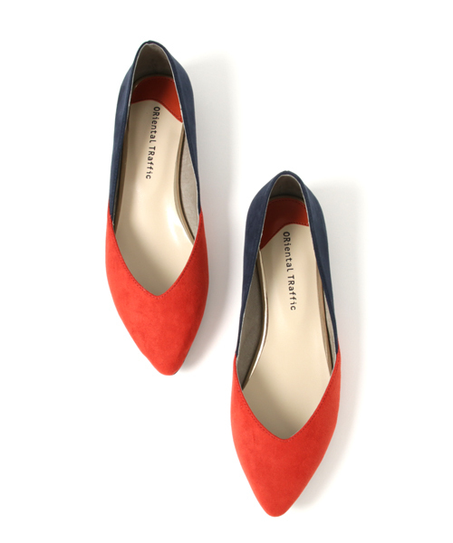 ORiental TRaffic（オリエンタルトラフィック）の「SPECIAL PRICE★バイカラーフラットパンプス★7305（パンプス・レディース・レッド/ブラック/カーキ・42/40/37/35/39/36/38/41/34/43/33）」の6枚目の写真