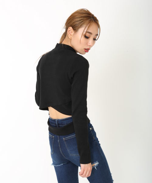 ENVYM（アンビー）の「ＢＡＣＫクロスハイネックＴＯＰＳ（ニット/セーター・レディース・ホワイト/ブラック/ピンク/ブルー・FREE）」の2枚目の写真