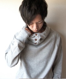 BEATJIVE | ウッドボタン ボリュームネック プルオーバー スウェット パーカー トレーナー(パーカー)