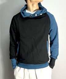 BEATJIVE（ビートジャイブ）の「ウッドボタン ボリュームネック 切り替え配色パーカー プルオーバー スウェット メンズ（パーカー）」