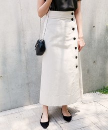 前ボタントラペーズスカート◆
