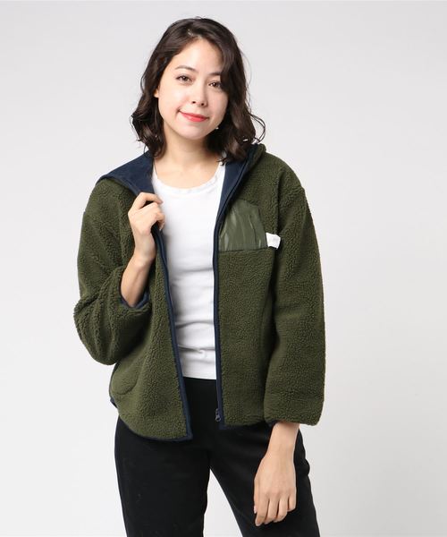 pou dou dou TIME（プードゥドゥタイム）の「おうちポケットボアパーカー（ブルゾン・レディース・ネイビー/カーキ/アイボリー・9）」の3枚目の写真
