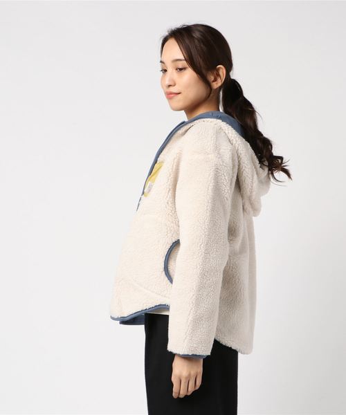 pou dou dou TIME（プードゥドゥタイム）の「おうちポケットボアパーカー（ブルゾン・レディース・ネイビー/カーキ/アイボリー・9）」の5枚目の写真