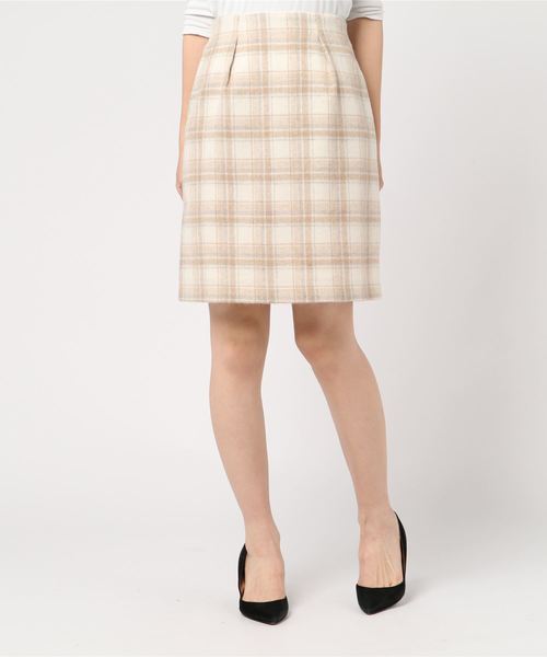 TRUDEA(トルディア)の「シャギーチェック タイトスカート(スカート・レディース・ホワイト/ライトグレー/ネイビー・SMALL/MEDIUM/LARGE)」の2枚目の写真