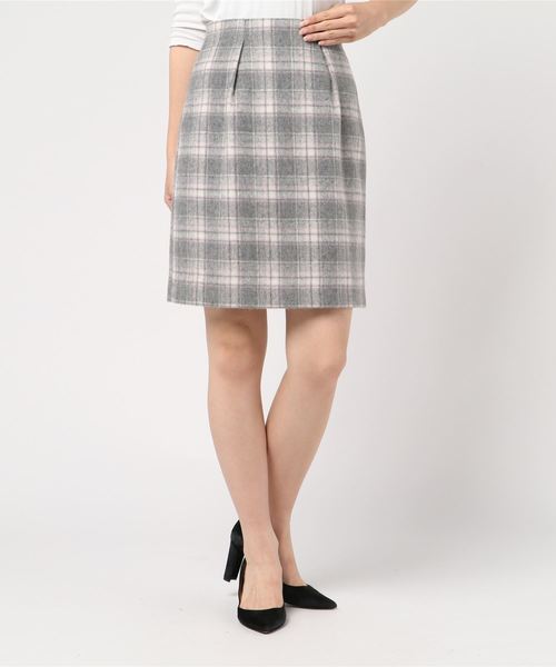 TRUDEA(トルディア)の「シャギーチェック タイトスカート(スカート・レディース・ホワイト/ライトグレー/ネイビー・SMALL/MEDIUM/LARGE)」の1枚目の写真