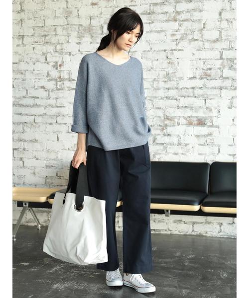 AMERICAN HOLIC(アメリカンホリック)の「綿ツイルワイドパンツ(チノパンツ・レディース・ベージュ/ネイビー/アイボリー・M/L)」の21枚目の写真