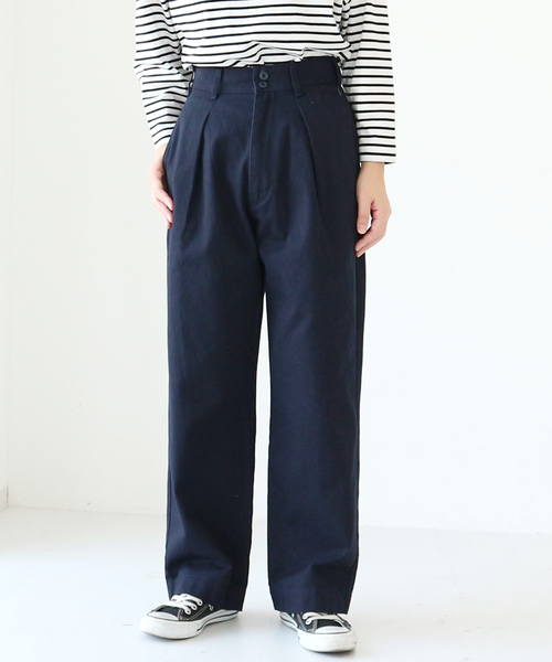 AMERICAN HOLIC(アメリカンホリック)の「綿ツイルワイドパンツ(チノパンツ・レディース・ベージュ/ネイビー/アイボリー・M/L)」の3枚目の写真