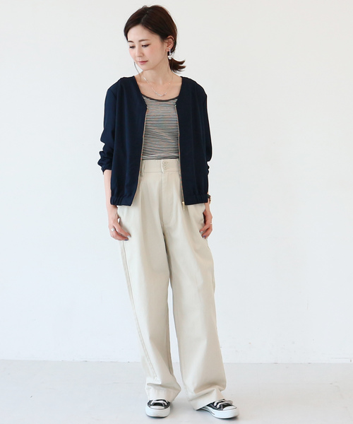 AMERICAN HOLIC(アメリカンホリック)の「綿ツイルワイドパンツ(チノパンツ・レディース・ベージュ/ネイビー/アイボリー・M/L)」の14枚目の写真