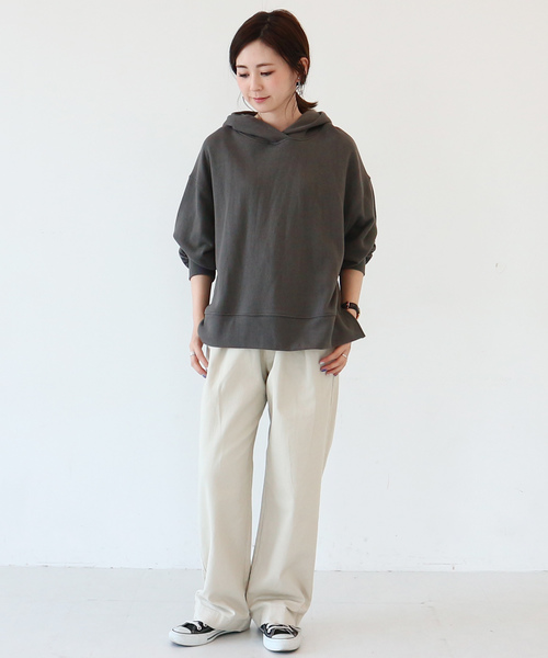 AMERICAN HOLIC(アメリカンホリック)の「綿ツイルワイドパンツ(チノパンツ・レディース・ベージュ/ネイビー/アイボリー・M/L)」の4枚目の写真