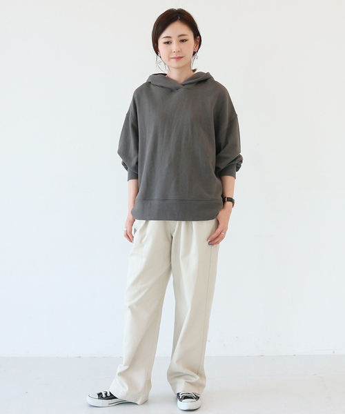 AMERICAN HOLIC(アメリカンホリック)の「綿ツイルワイドパンツ(チノパンツ・レディース・ベージュ/ネイビー/アイボリー・M/L)」の6枚目の写真