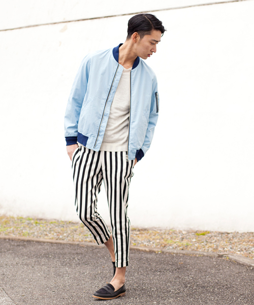 BEAUTY&YOUTH UNITED ARROWS（ビューティーアンドユースユナイテッドアローズ）の「BY ∴ ブロック/ストライプ ノープリーツ アンクル パンツ◆（チノパンツ・メンズ・ホワイト/ブラック/グレー・X-LARGE/SMALL/LARGE/MEDIUM）」の6枚目の写真