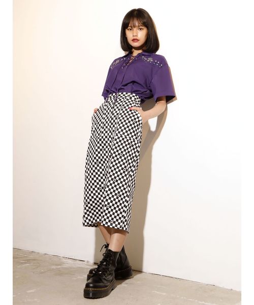 jouetie(ジュエティ)の「レースアップビジューブラウス(シャツ/ブラウス・レディース・パープル/イエロー/ミント・MEDIUM)」の5枚目の写真