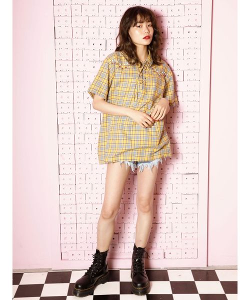 jouetie(ジュエティ)の「レースアップビジューブラウス(シャツ/ブラウス・レディース・パープル/イエロー/ミント・MEDIUM)」の17枚目の写真