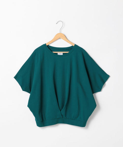 coen（コーエン）の「【新色登場・接触冷感】梨地裾タックカットソー（Tシャツ/カットソー・レディース・ケリー/オレンジ/ブラック/ホワイト/オリーブ/ベージュ・FREE）」の5枚目の写真