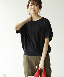 coen | 【接触冷感】梨地裾タックカットソー(Tシャツ/カットソー)